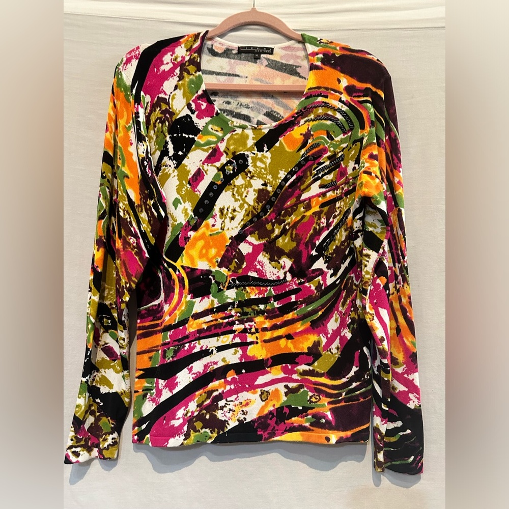 NWOT - Pierri Long Sleeve Multi-Color Light Weight Sweater- Size XL